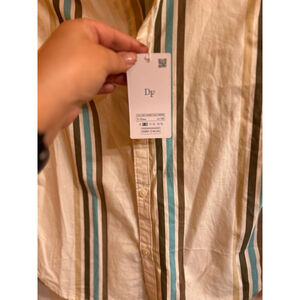 2 shirt bundle-Size 9/10 Beige and Striped , beige and brown button down